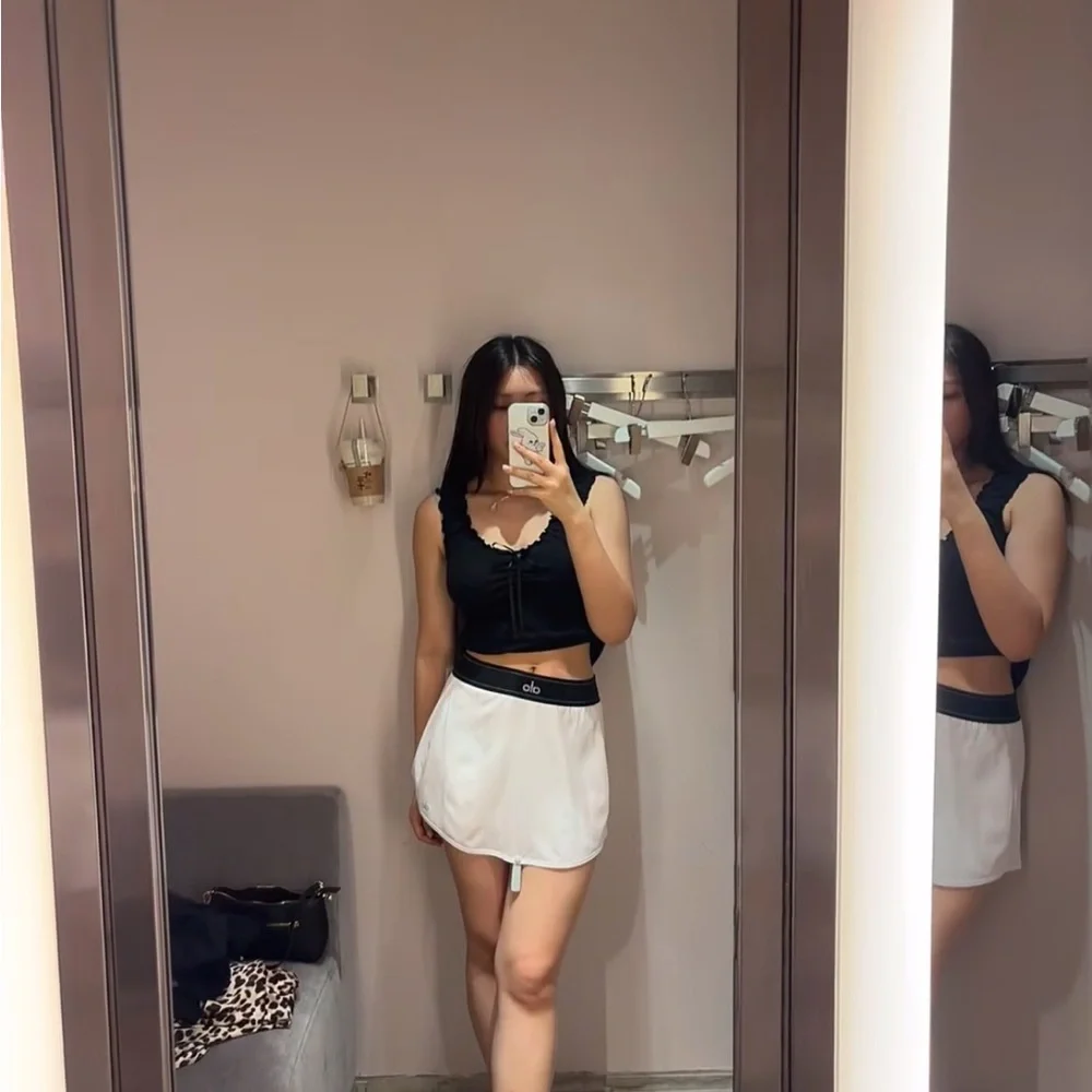 ALO Yoga White Skort with Black Waistband